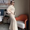 2026 spring and autumn cross-border European and American women's clothing long shirt top high waist fishtail drape skirt temperament 