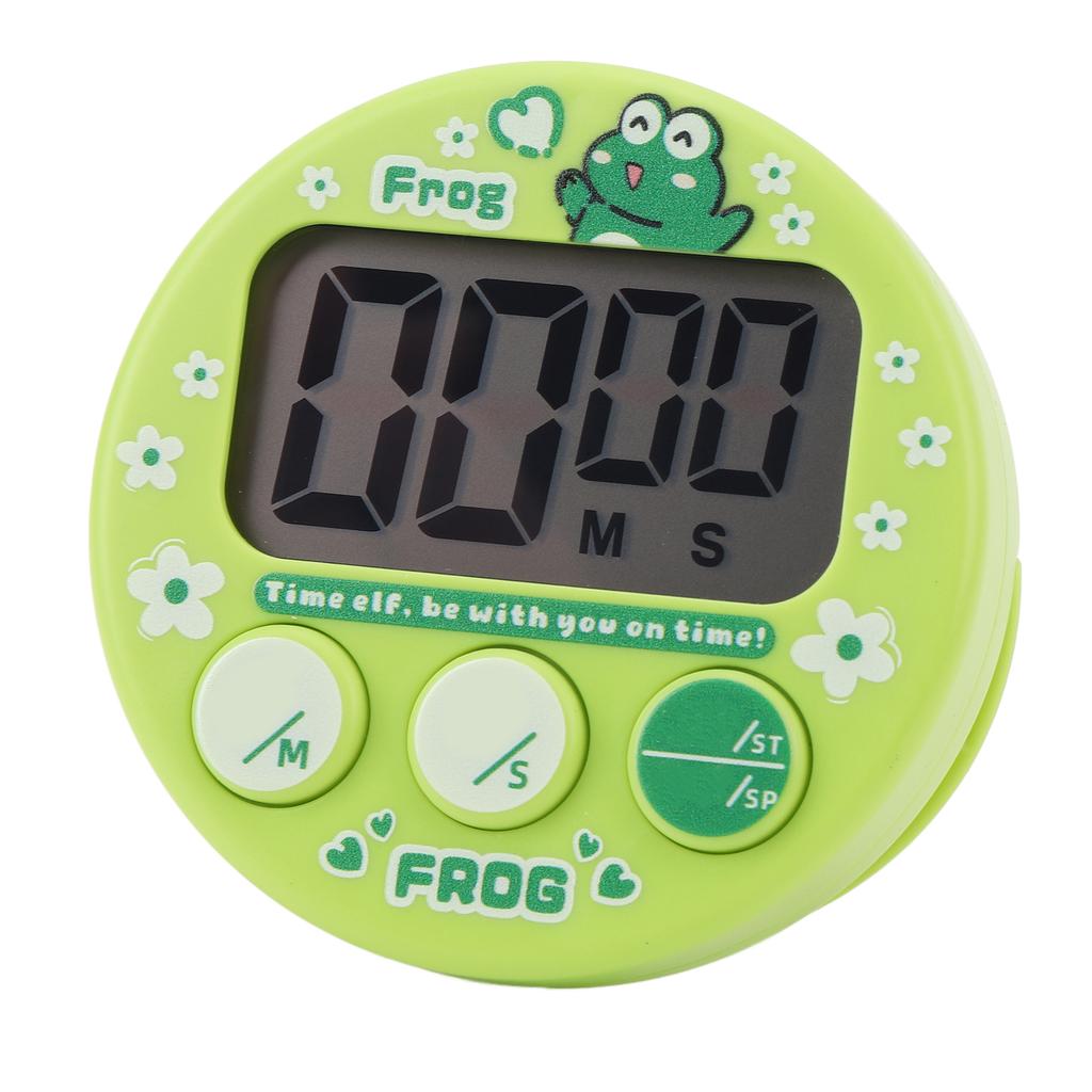 Digitální kuchyňský časovač na vaření pečení magnetický odpočítávání stopky vizuální LCD displej zelený