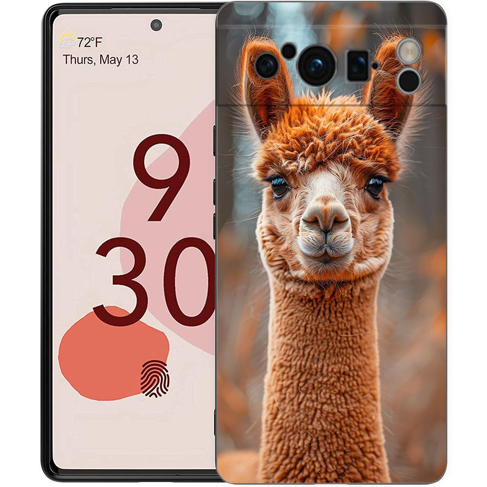 Kawaii Alpaca lovely Phone Case For Google pixel 9 8 7 6 Pro 8A 6A 7A 5G Silicone Shockproof Black Cover Fundas