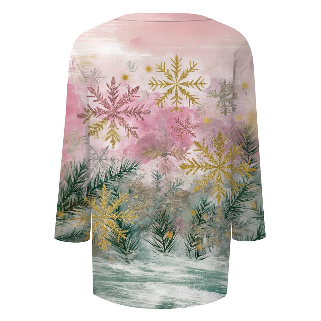 Dámské topy Tříčtvrteční rukáv Košile Výstřih do V Volná Ležérní košile Potisk Tričko