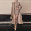 Vintage Elegant Stand Collar Long Wool Blend Coat Women Slim Fit Casual Overcoat