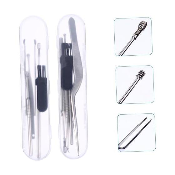 FOMIYES Stainless Steel Ear Wax Removal Tool, Ear Cleaner, Ideal for Ear Cleaning, Practical Ear Cleaning Goods, Silver Material, 2 Sets
