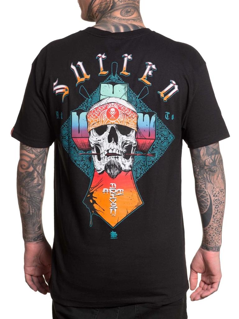 Sullen Men's Cholo Cross Short Sleeve Standard T-shirt Tattoo Skull Bandana Tee