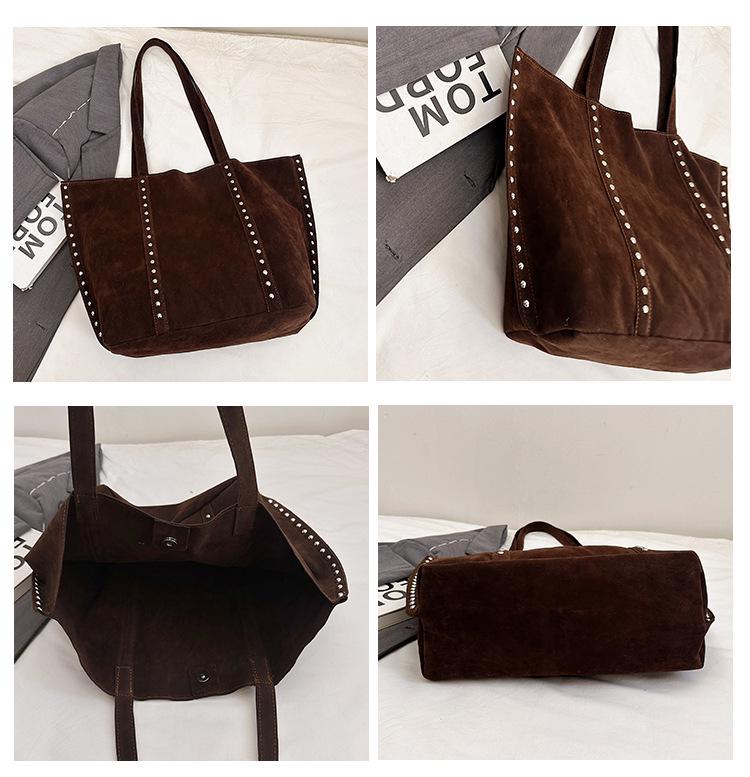 Dam Retro Hjortskinn Mocka Nitar Tygväska Handväska