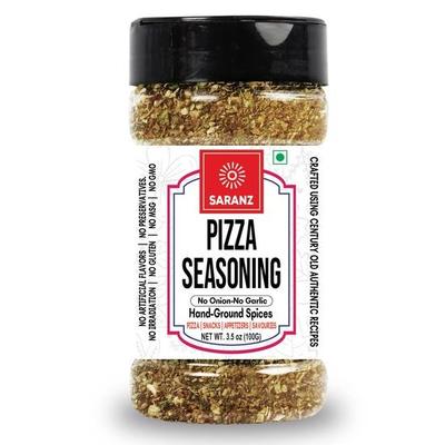 SARANZ Pizza Mix Jain Exotic Jain Seasoning Perfect for Snacks, Appetizers, Savouries, Entrees, Main Dishes Aromatic -100 Grams Sprinkler Jar