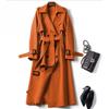Long Trench Coat Women Lace Up Button Coats Full Sleeve Turn Down Collar Splice Jackets Solid Pockets Office Streetwear