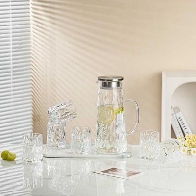 Ting Le Élégant Pichet à Eau en Verre Borosilicaté de 1500ml et Ensemble de Tasses