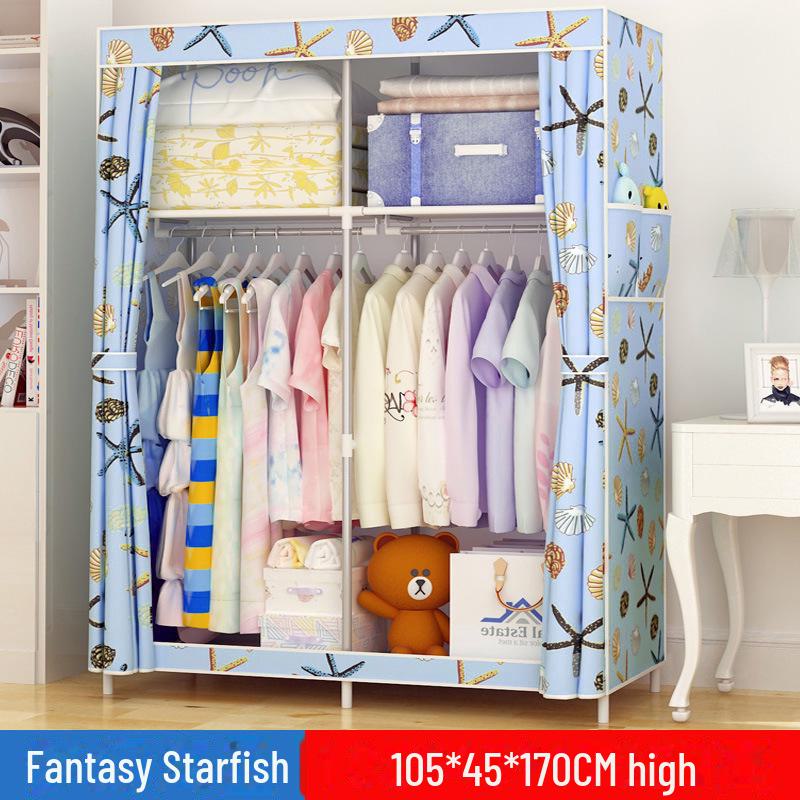 Simple Non-Woven Dustproof Folding Wardrobe with Steel Frame and Hanger