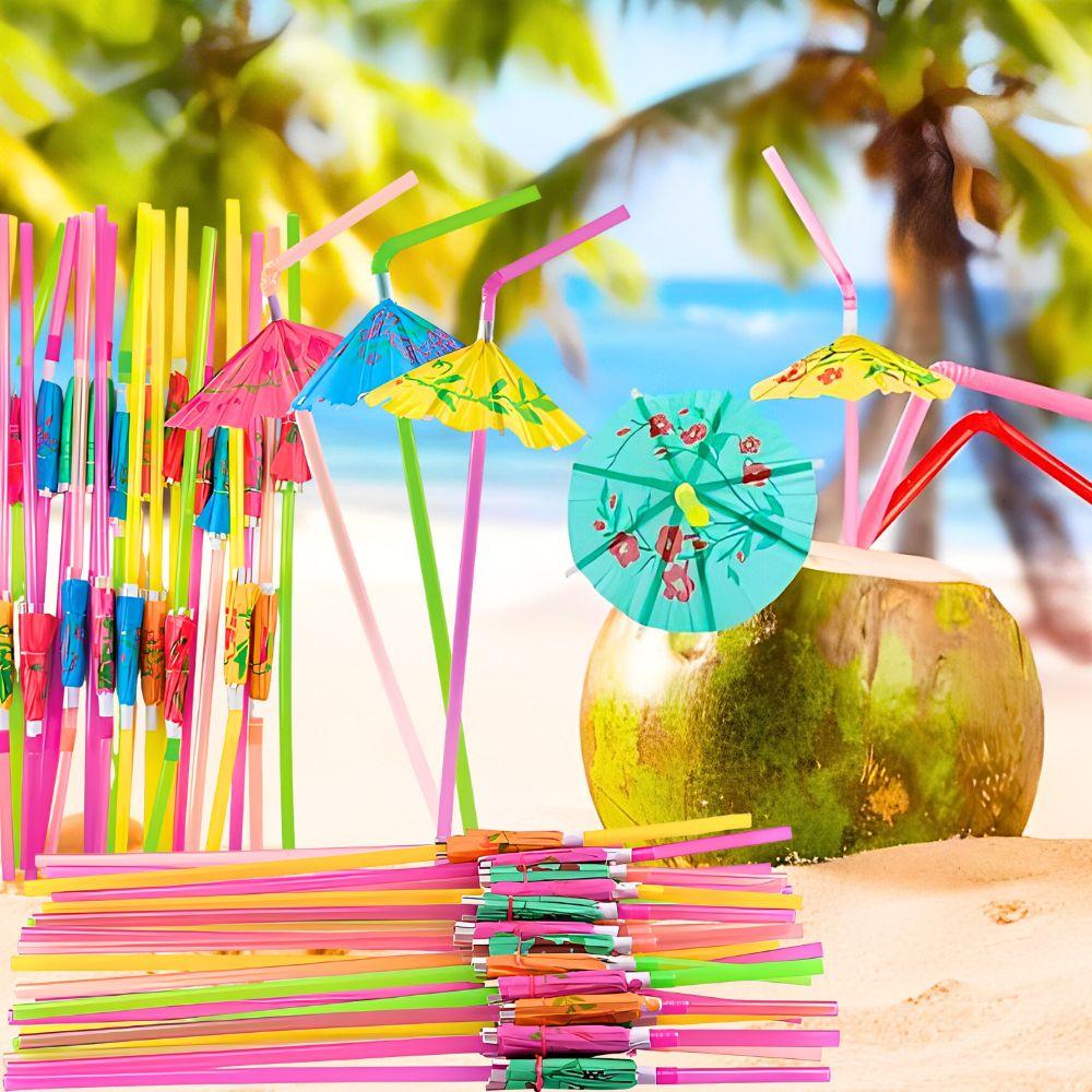 3060120Pcs Random Umbrella Straws For Tiki Drinks Cocktails Mocktails Beach Parties Barbecues Birthday Decorations Ymy