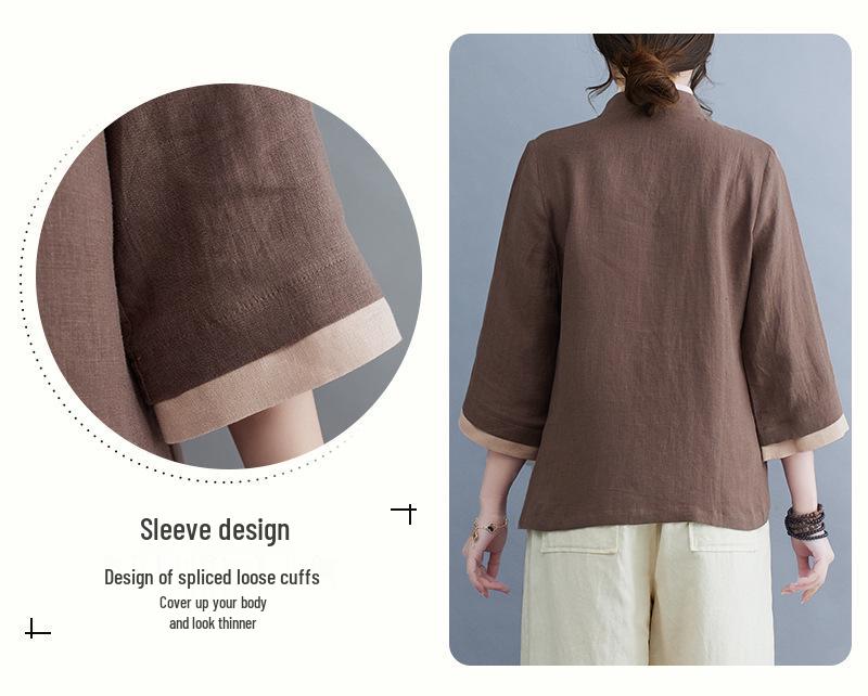 Women's 2025 Spring/Summer Zen-Inspired Retro Tang Suit Hanfu for Tea Ceremony and Meditation