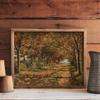 Vintage Warm Tone Autumn Landscape Trees Mid Century Canvas Oil Painting Poster Wall Art Pictures Cozy Home Room Decor