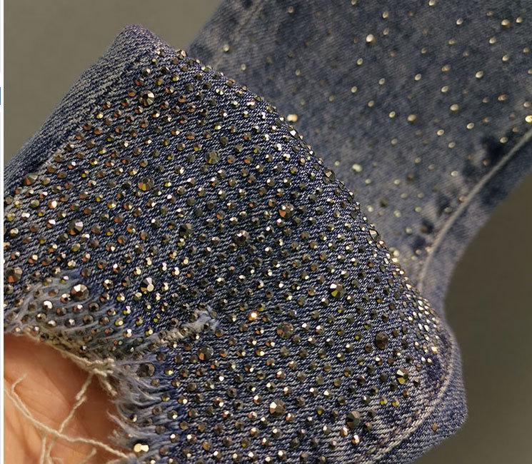 2026 Sommer Strass High Waist Schlankmachende Straight Leg Jeans für Damen