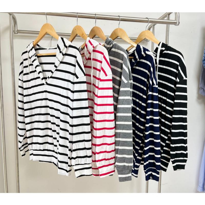 Fashion Women's Striped Hooded Autumn Sweatshirt Loose Casual Hooded Sweatshirt