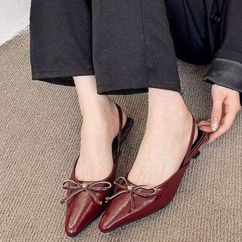 Fashion Women Pointed Toe Heeled Sandals Bow Sexy Slippers Slingback Summer Shoes Party 2025 Trend New Fashion Dress Woman Shoes Zapatos
