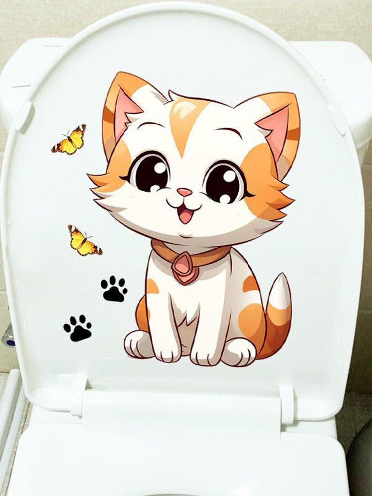 Süße Katze Badezimmer WC Aufkleber moderne dekorative Home Aufkleber wasserdicht Aufkleber selbstklebend