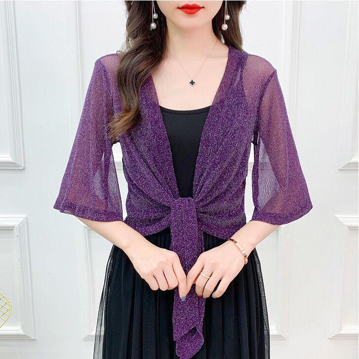 Women's Versatile Mesh Cardigan: Summer Camisole Dress Cover-up, Tie-up Shawl, Short Fashion Jacket