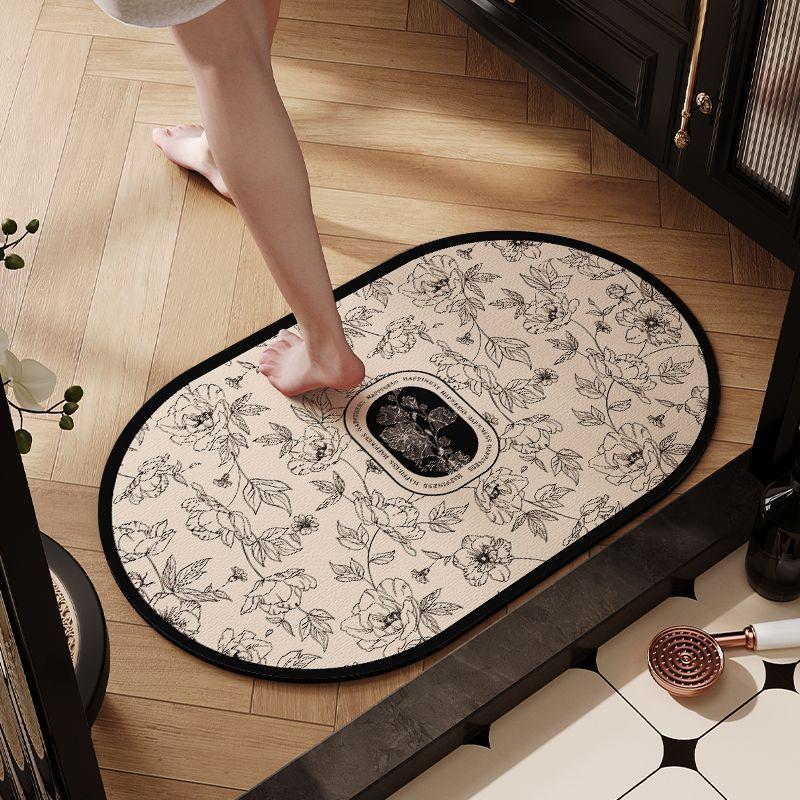 Vintage Bathroom Mat Luxury High-End Diatomaceous Earth Water-Absorbent Non-Slip Bathroom Shower Room Door Quick-Dry Foot Mat