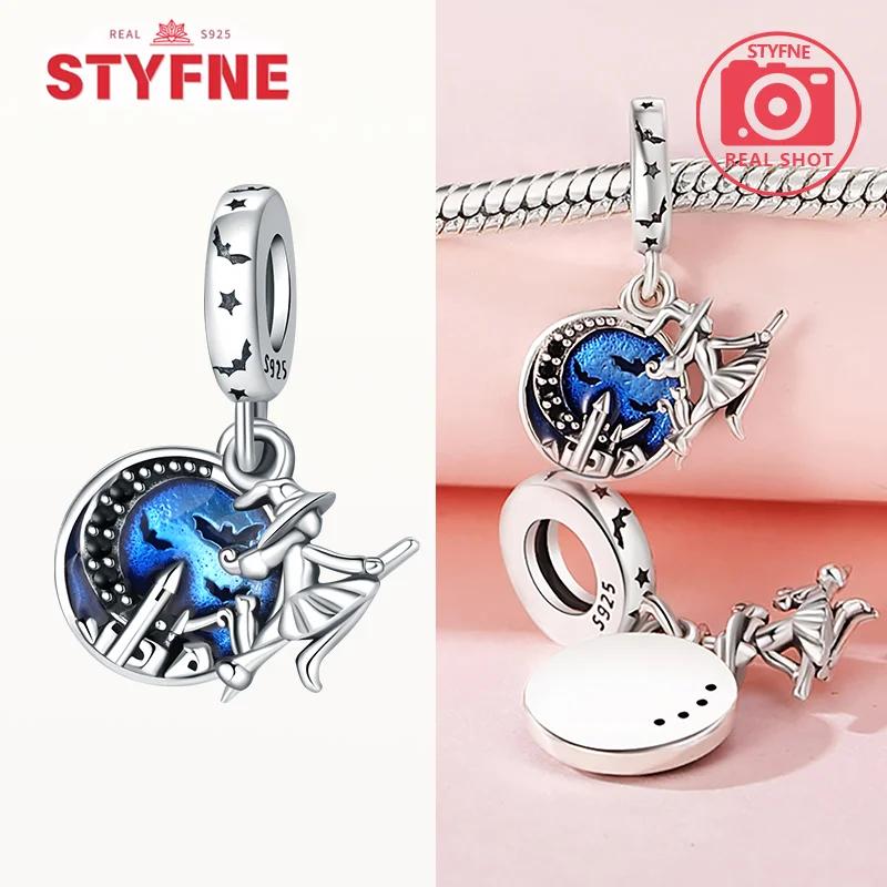 Copper Metal Halloween Dangle Witch Magic Girl Charm Bead Components Luminous Bead Components Compatible With Authentic Original Bracelet High