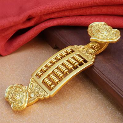 Yousheng Mini Brass Abacus Ruyi Decoration Vintage Chinese Ruyi Golden Abacus Math Calculating Tool Sculpture Feng Shui Decoration Home Office Desktop