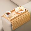 Couch Cup Holder Portable Foldable Non Slip Bambusoideae Sofa Armrest Tray for Living Room