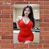 Artgeist Korean Woman Red Dress Metal Wall Decor for Home Bar Cafe, Easy Hang Durable Christmas Gift