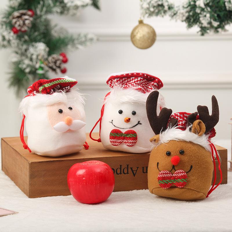 New Christmas decorations Christmas cute old man snowman deer apple bag children's gift bag velvet peace fruit bag