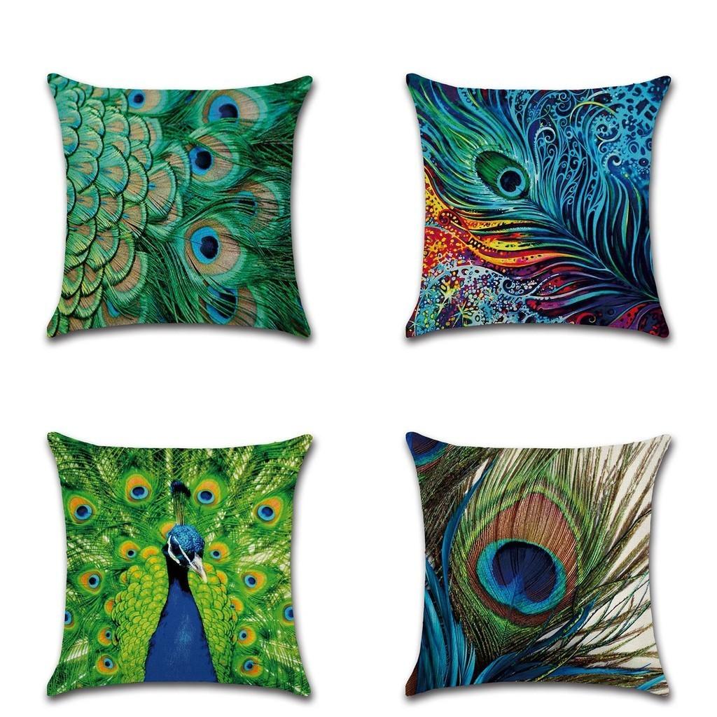 Elegant Peacock Feathers Sofa Bed Car Home Decoration Pillow Case For Stylish Interiors
