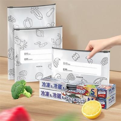 10Pcs/Bag Aluminum Foil Food Bag Reusable Leakproof Freezer Stand Up Bag Fresh-keeping Freezer Safe Kitchen Organizer Bags
