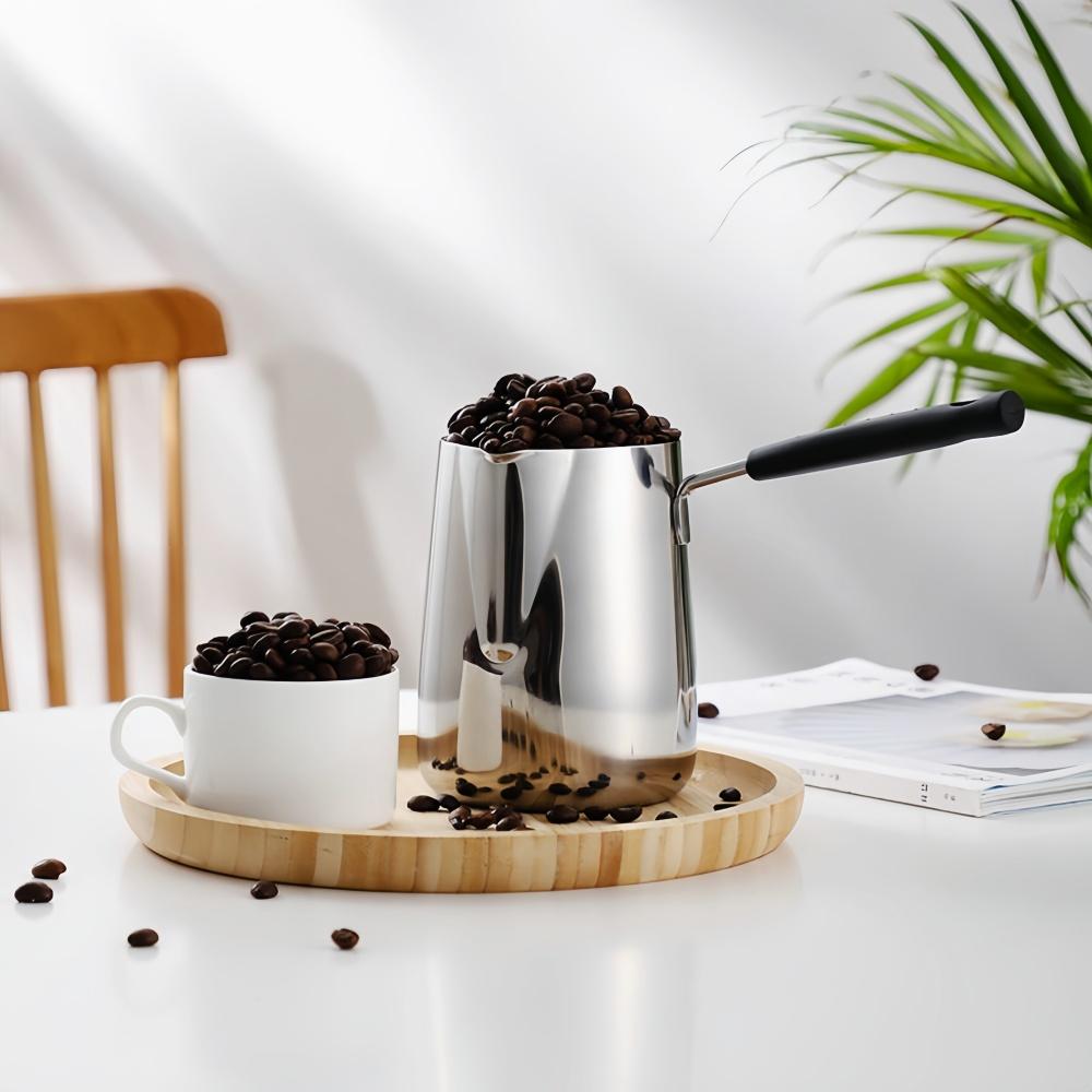 Coffee Milk Frothing Pitcher Jug Latte Art Cup 304 Stainless Steel Long Handle Anti-scalding Double-sided Scale Coffee Utensils