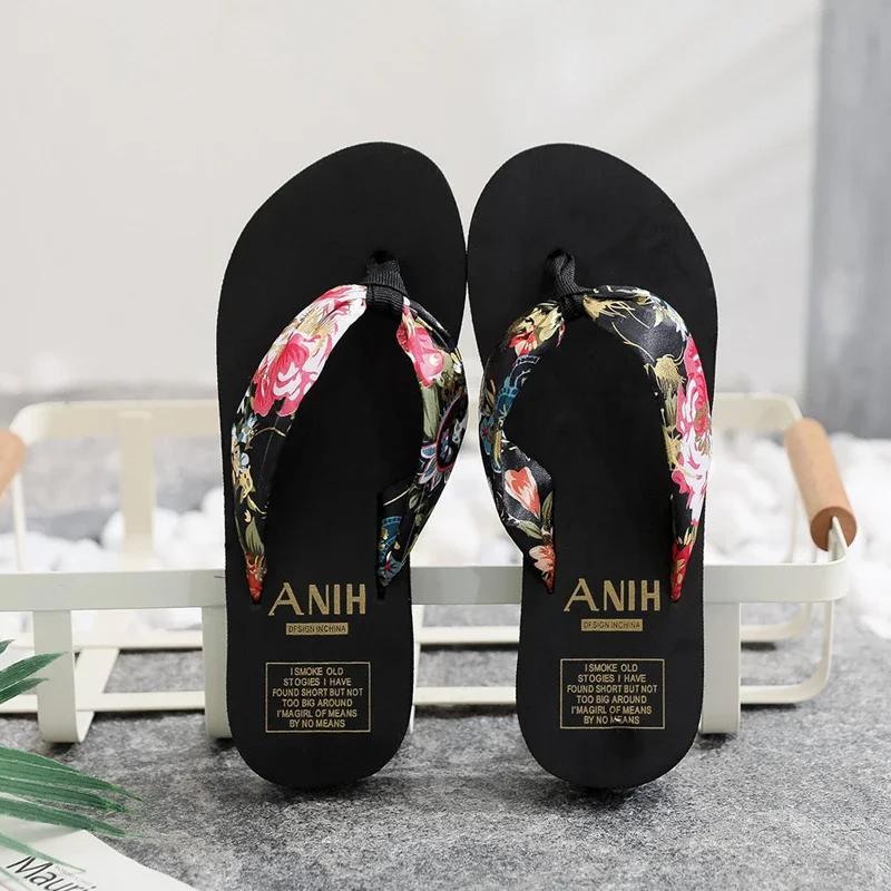 Women Summer EVA Slipper Bohemian Satin Ribbon Female Flip Flop 2024 Beach Simple Leisure Ladies Shoes Sandal