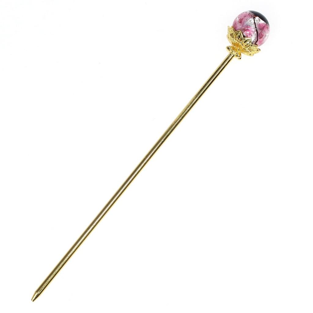 Sea drop 14mm Glass Single Japanese Style Hair Accessory for and Other Kimono Wear Glow-in-the-dark Hairpin, Pink, Glow-in-the-Dark Gold, Hairpin,