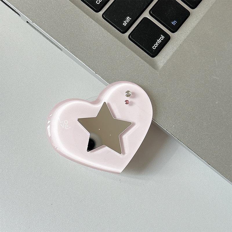 MagSafe-Compatible Rhinestone Heart Mirror Phone Stand with Airbag, Star Design