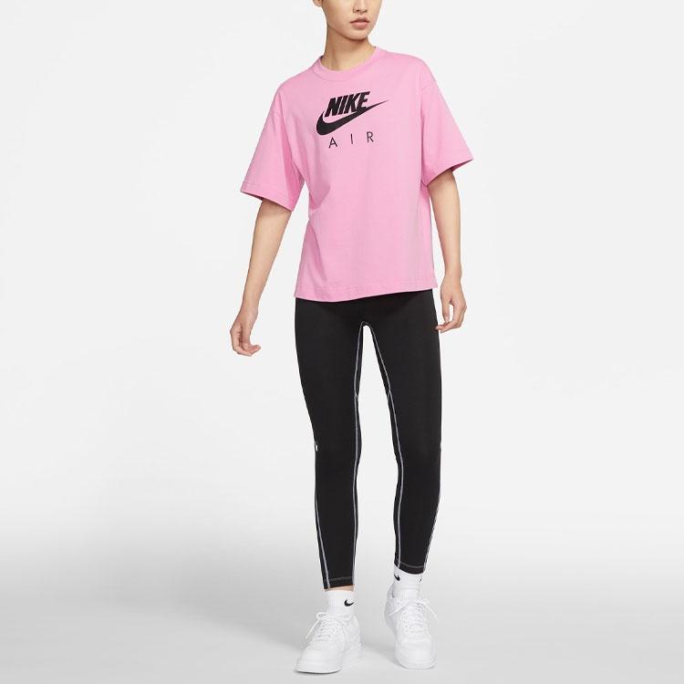 (WMNS) Nike Air Logo Printing Width Loose Sport Short Sleeve 'Pink' Women's DB3841-693