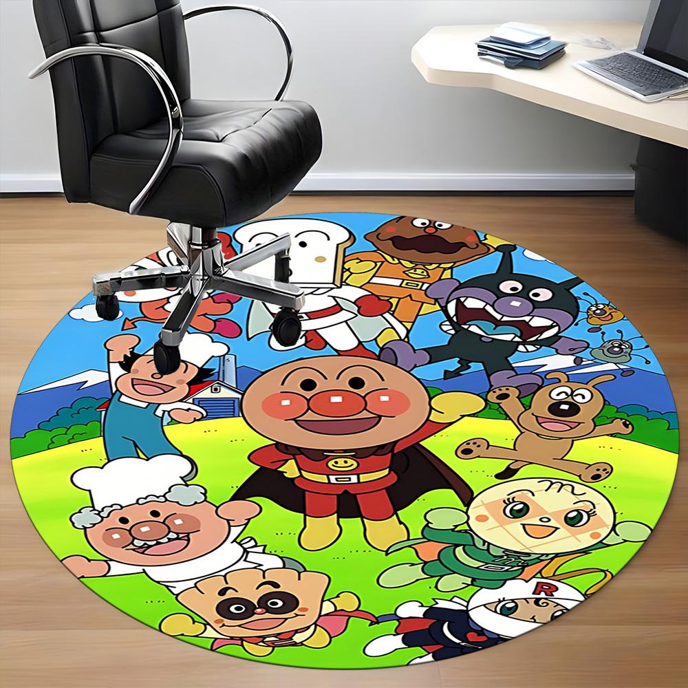 1PC Anpanman Office Round Area Rug Suitable For Office, Under Office Chairs Bedroom Living Room Home Decor, Room Deco T1224003