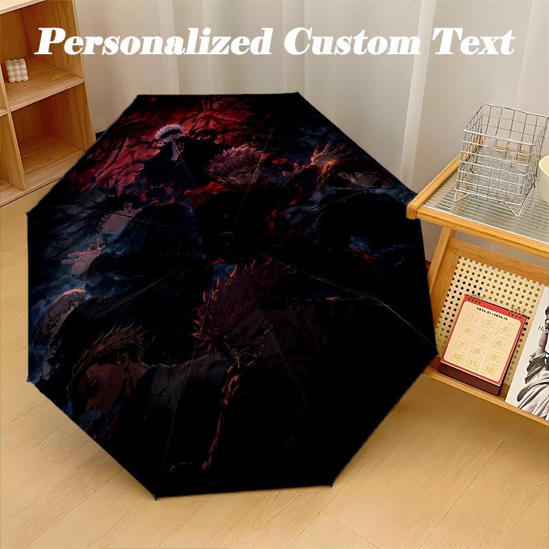 Portable Auto Folding Umbrella,Jujutsu Kaisen 8 Rib Waterproof Umbrella For Camping Commute