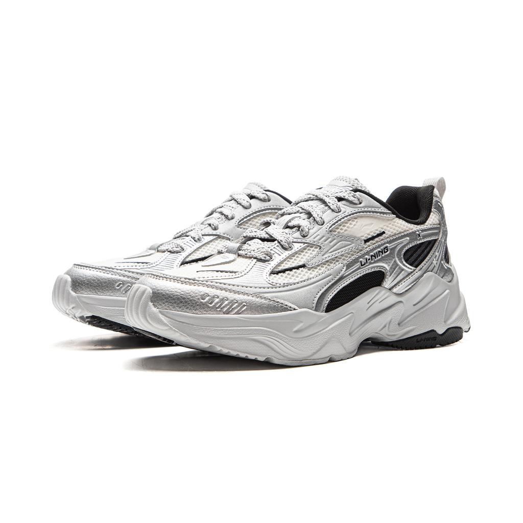 Li Ning Meteor Versatile Retro Dad Shoes Thick Sole Height Increasing Shock Absorption Non-Slip Wear-Resistant Support Low-Top Casual Shoes AGCV358-1