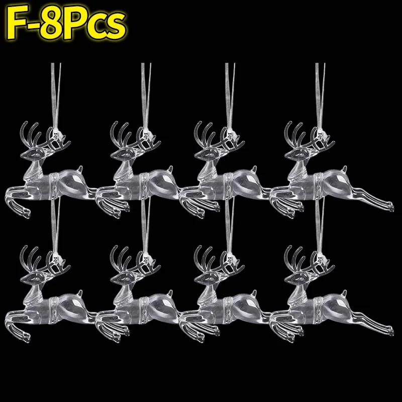 Clear Crystal Snowflake Icicle Pendants Acrylic Christmas Tree Ornaments Holiday New Year Home Party Hanging Decoration Supplies