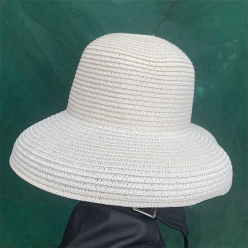 New Summer Hepburn Style Vintage Design Big EavesStraw Hat Women Girls Solid Color Beach Holiday Sun Hat Elegant Wide Brim Hat