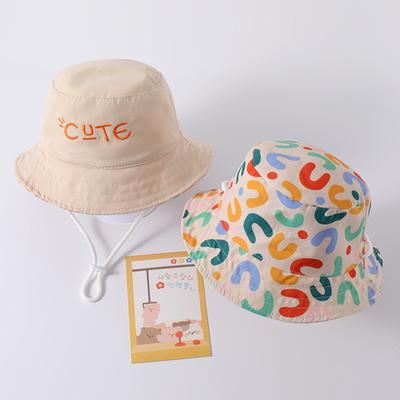 1 Pc Cute Spring Summer Kids Bucket Hat for Boy Girl Cartoon Simplicity Travel Sunshade Hat for Children Photography Props Hat