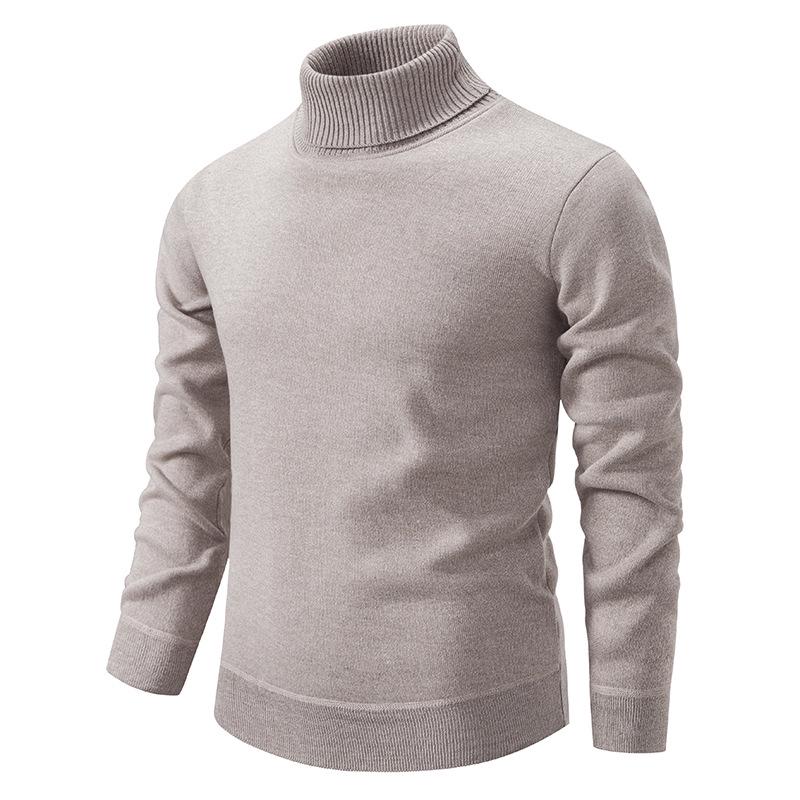Men s Trendy High Neck Wool Sweater - Autumn/Winter Knit, Loose Fit, Solid Color, Long Sleeve Pullover. 4XL бежевый