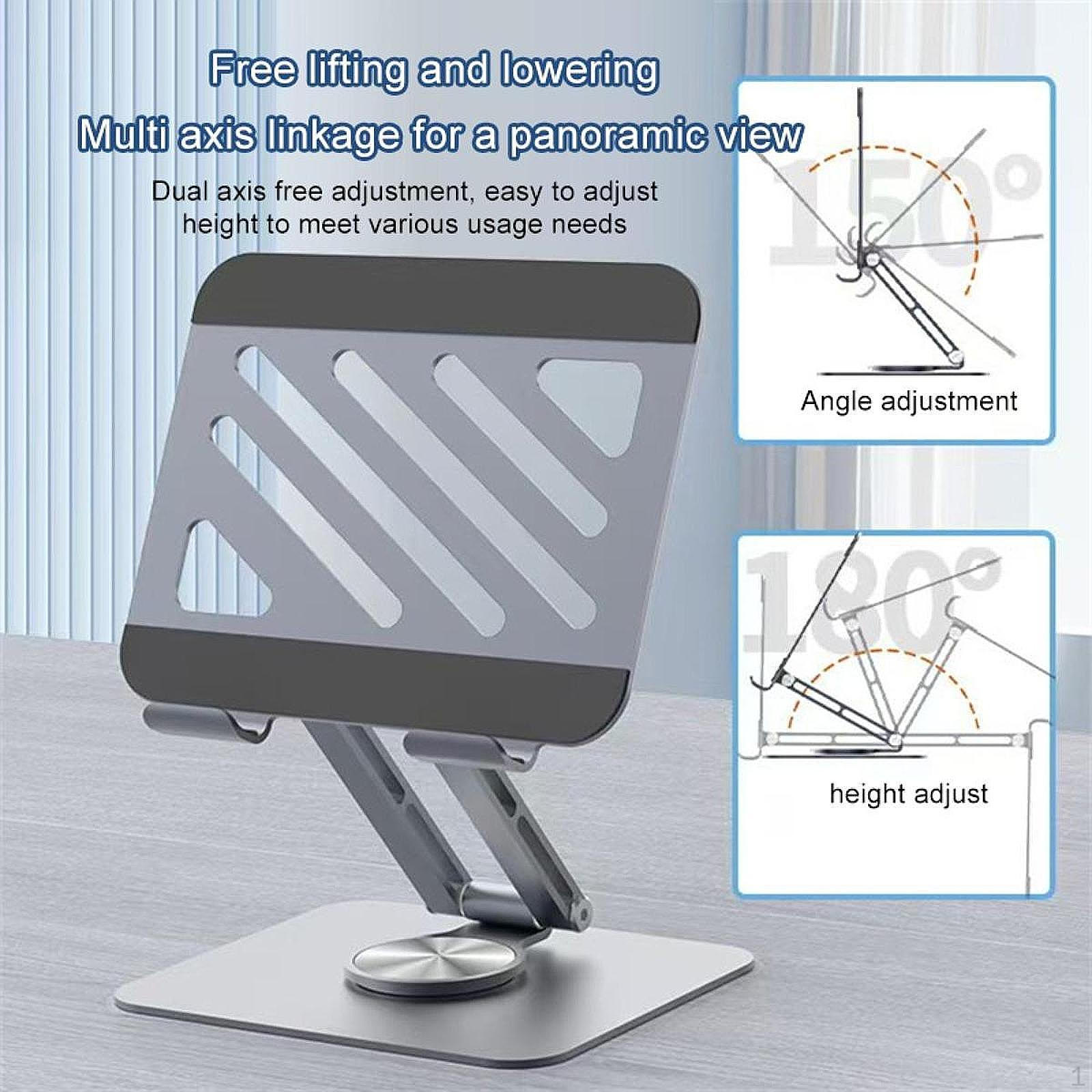 

Desktop Tablet Stand Adjustable Height & Angle Foldable Storage for Home Office Easy to Carry Hollow Grey