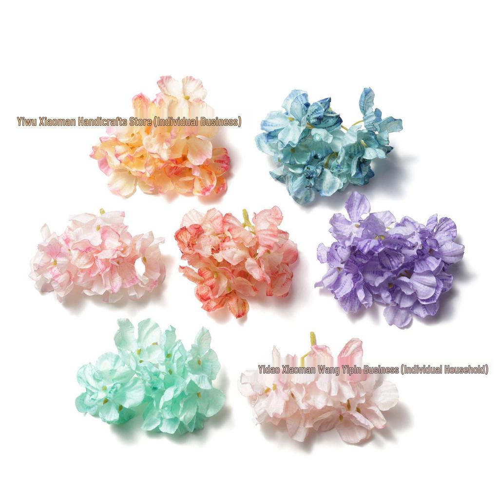 Multi-color Burned Edge Silk Hydrangea Hairpin – Creative DIY Hanfu Hair Accessory for Graduation Caps