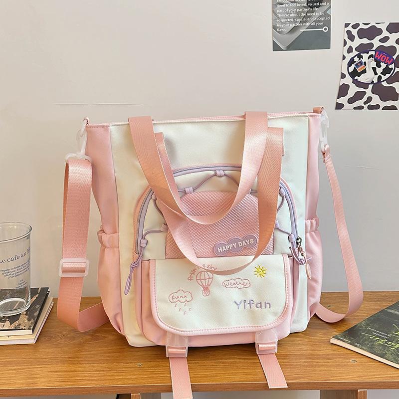 Schoolbag female high value versatile high school student embroidery style cute junior high school student backpack large capacity backpack