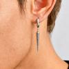 Stainless Steel Punk Gothic Cone Drop Earrings for Men, Fashion Silver Color Long Pendant Earrings, Vintage Hip-hop Jewelry