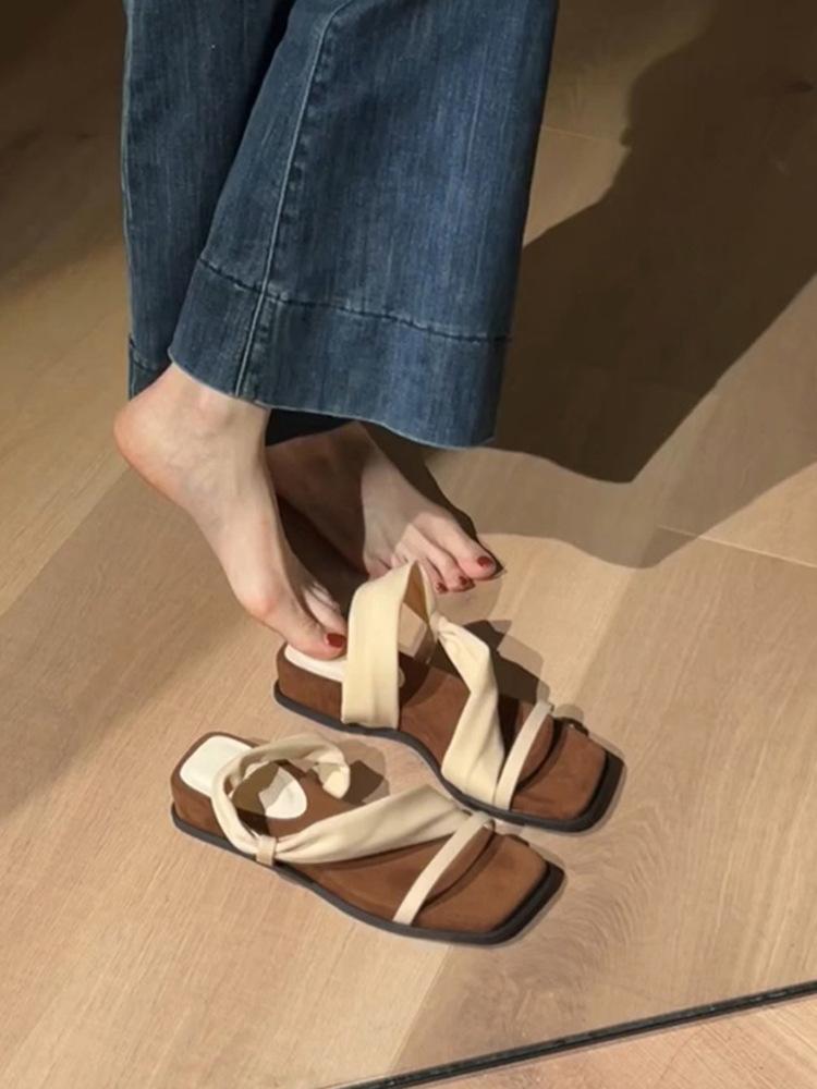 

Sheepskin version~ Genuine leather niche design slope heel cool slippers women s outer wear new platform sandals in summer 2025 34