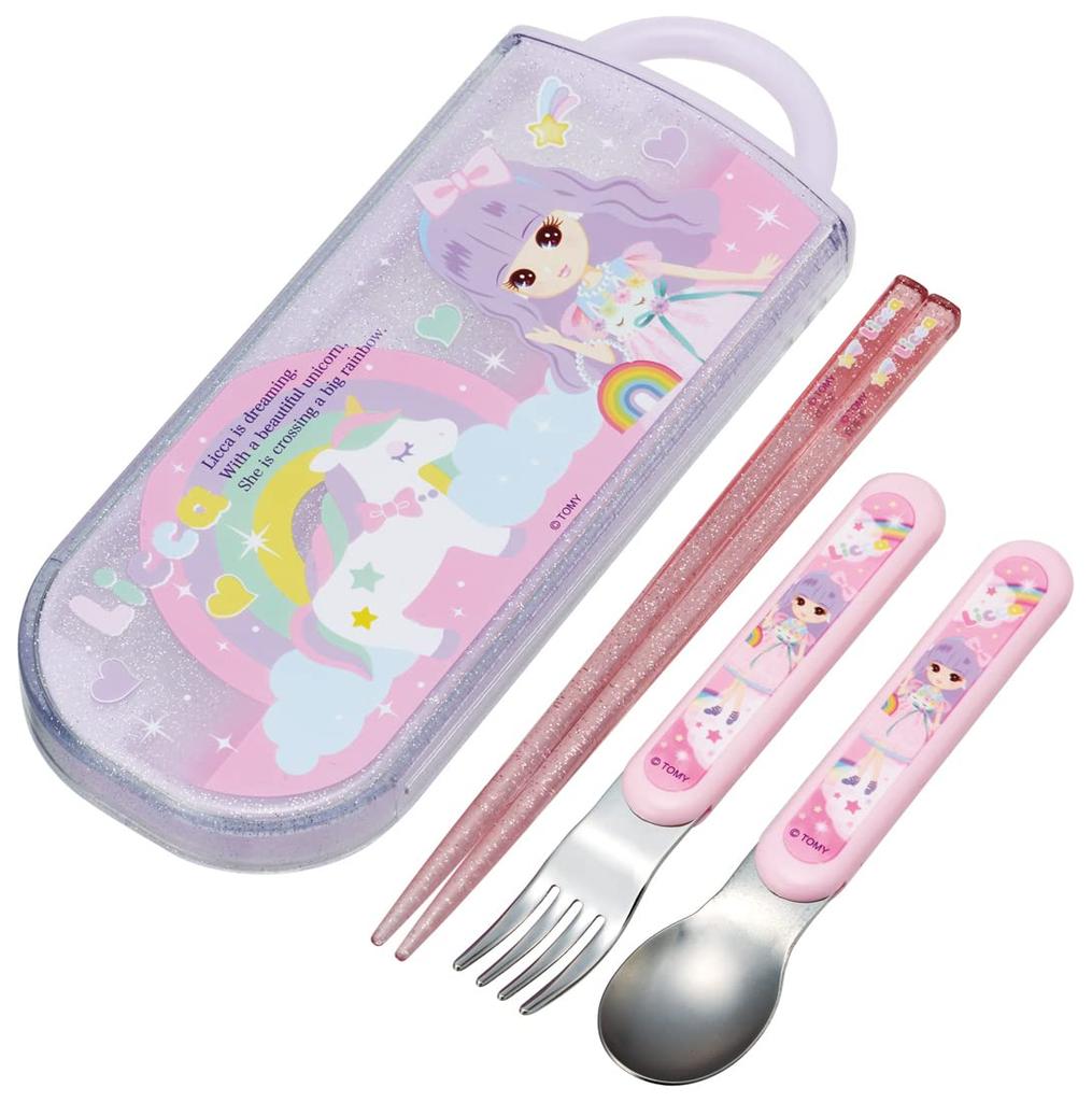 Skater Lunch Box Trio and Made in 23 Years TACC2AG Children's Set, Chopsticks, Spoon, Fork, Kids' Cutlery, Antibacterial, Easy-Open Slide-Open, Japan,