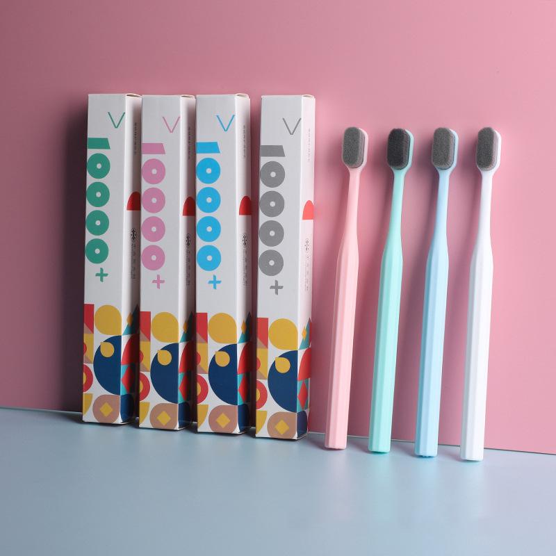 Adult Toothbrush With Soft Bristles Bamboo Charcoal Long Handle Design Individual Packing Comfortable Teeth Cleaning Oral Care