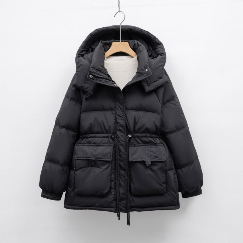 Down jacket women's winter fashion waist thin small warm thickened hooded jacket