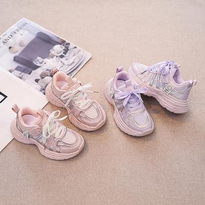 Girls 2025 Spring and Autumn New Mesh Dad Shoes Soft Sole Non-slip Breathable Sports Shoes Fashion Versatile Casual Shoes