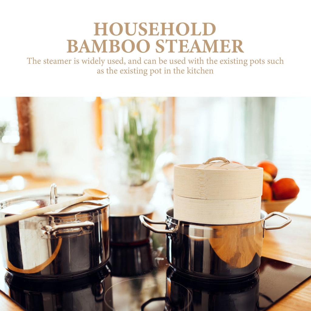 1Set Eco Friendly Bamboo Steamer Basket with Tight Seal Lid for Steaming Dumplings Buns Desserts Vegetables Corn